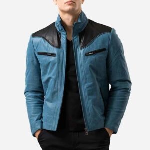 Blue & Black Leather Jacket 001