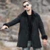 Alternative view of Men's Black Shearling Fur Leather Trench Coat