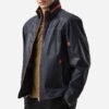Men's Casual Navy Leather Jacket