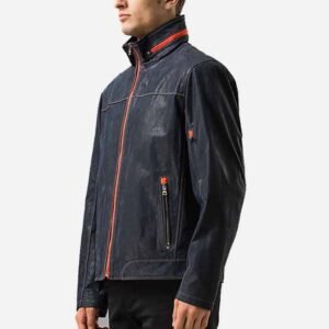 Alternative view of Men's Casual Navy Leather Jacket
