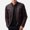 Mens Dark Maroon Leather Jacket 01