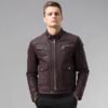 Men's Dark Maroon Leather Jacket 02