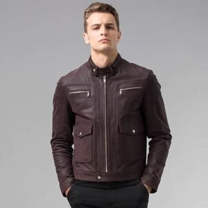 Men's Dark Maroon Leather Jacket 02