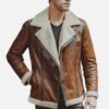 Mens Brown Fur shearling Jacket