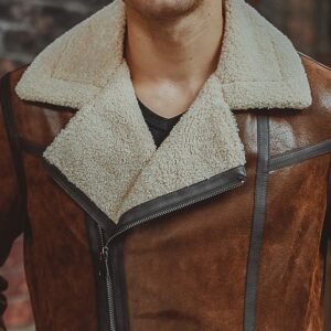 Mens Brown Fur shearling Jacket 02