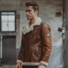 Mens Brown Fur shearling Jacket 04