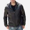 Men's Real Cowhide Hooded Leather Jacket TLJ-01