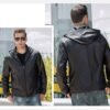 Men's Real Cowhide Hooded Leather Jacket TLJ-04