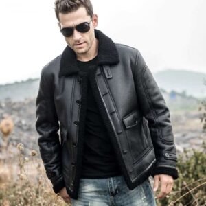Alternative view of Mens Black Sheepskin Shearling Leather Jacket