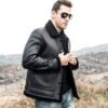 Mens Black Sheepskin Shearling Leather Jacket - Image 3
