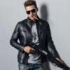 Men's Genuine Sheepskin Biker Leather Jacket - Image 5