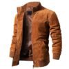 Mens Brown Suede Leather Bomber Jacket - Image 3