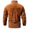 Mens Brown Suede Leather Bomber Jacket - Image 4