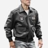 Mens bomber pilot style leather jacket 01
