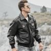 Mens bomber pilot style leather jacket 03