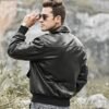 Mens bomber pilot style leather jacket 04