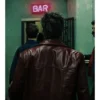 Brad pitt fight club leather jacket red