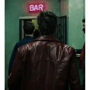 Brad pitt fight club leather jacket red
