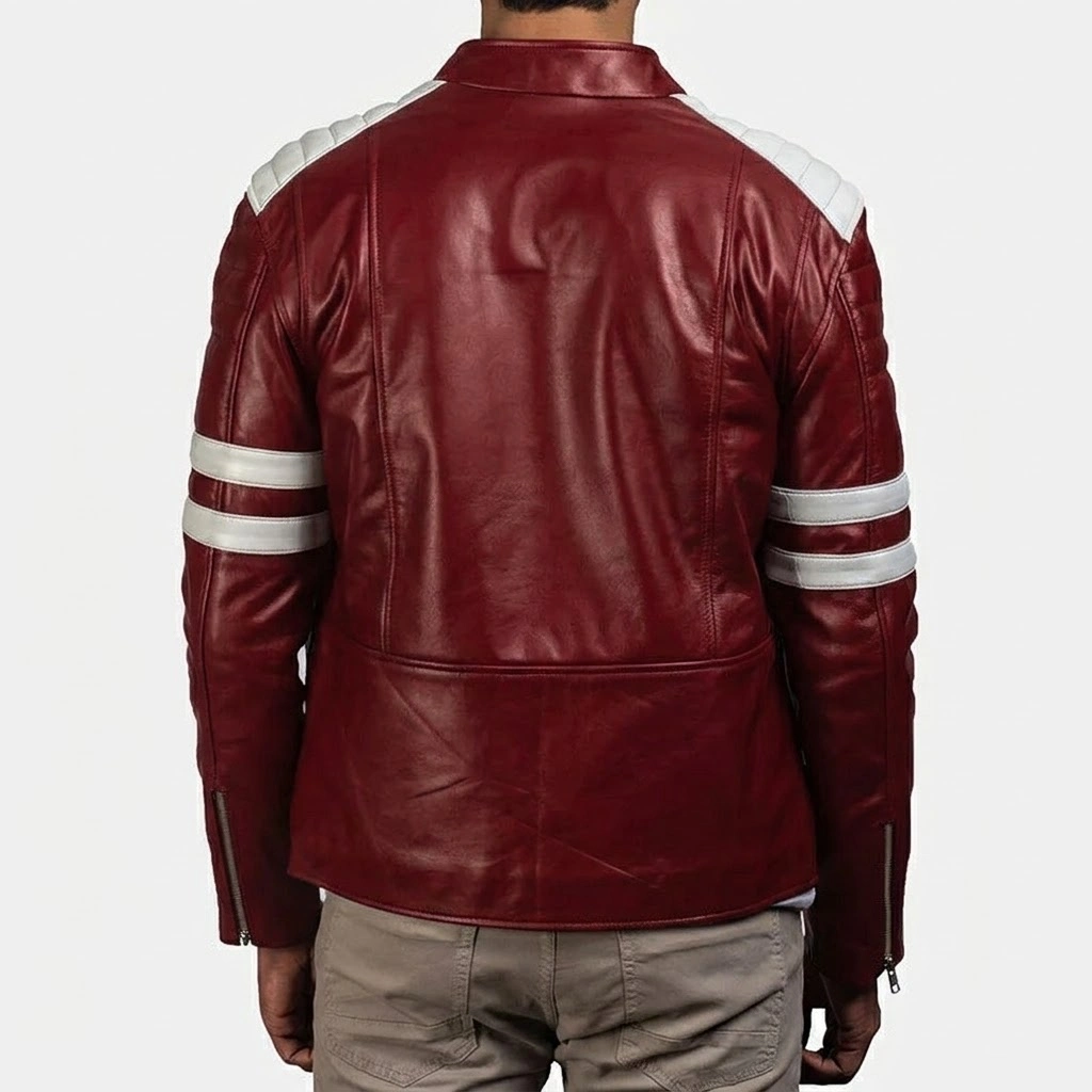 Brad pitt fight club red leather jacket