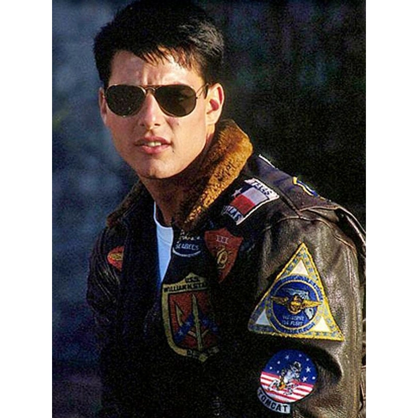 Tom cruise top gun leather jacket with fur collar