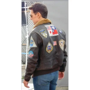 Top gun leather bomber jacket