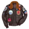 Top gun leather brown jacket