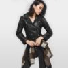 Women's Stylish Moto Black Leather Jacket