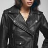 Alternative view of Women's Stylish Moto Black Leather Jacket