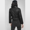 Women's Stylish Moto Black Leather Jacket - Image 3