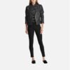 Women's Black Biker Style Classic Leather Jacket - Image 4