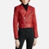 Womens Red Biker Leather Jacket