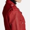 Womens Red Biker Style Leather Jacket