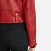 Womens Red Biker Style Leather Jacket
