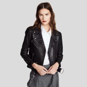 Jayne Classic Black Biker Leather Jacket