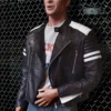 Tyler Durden Mayhem Black White Biker Style Leather Jacket 002