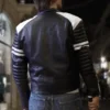 Tyler Durden Mayhem Black White Biker Style Leather Jacket 003