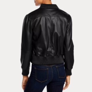 Alternative view of Women's Black Bomber Faux Leather Jacket