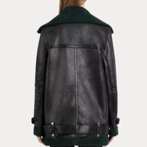 Alternative view of Womens Oversized Faux Black Shearling Moto Jacket