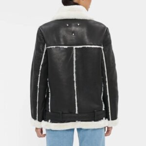 Alternative view of Women's Black Oversized Shearling Leather Jacket