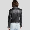 Womens Black Studded Leather Jacket Biker Style Leather Jacket