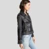 Womens Black Studded Leather Jacket Biker Style Leather Jacket