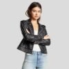 Womens Black Studded Leather Jacket Biker Style Leather Jacket