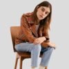 Womens-Tan-Studded-Leather-Jacket