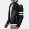 Fight club white stripes leather jacket