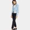 Womens Pale Blue Suede Biker Leather Jacket - Image 6