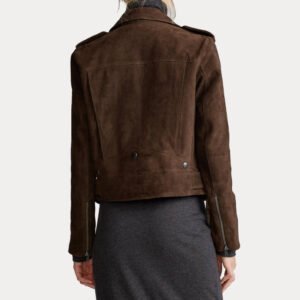 Alternative view of Womens Dark Brown Suede Motorcycle Leather Jacket