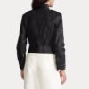 Alternative view of Women's Black Belted Sheepskin Motorcycle Leather Jacket