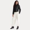 Women's Black Belted Sheepskin Motorcycle Leather Jacket - Image 6