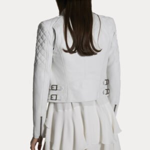 Alternative view of Womens White Kiodo Quilted Leather Jacket
