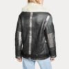 Alternative view of Black Oversized Shearling Aviator Leather Jacket